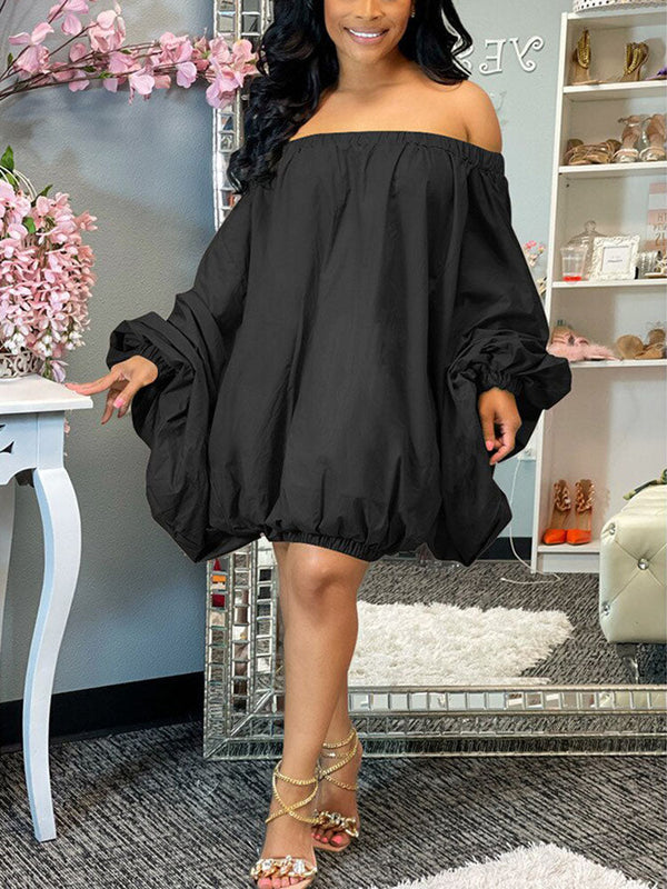 Off Shoulder Puff Sleeve Dress