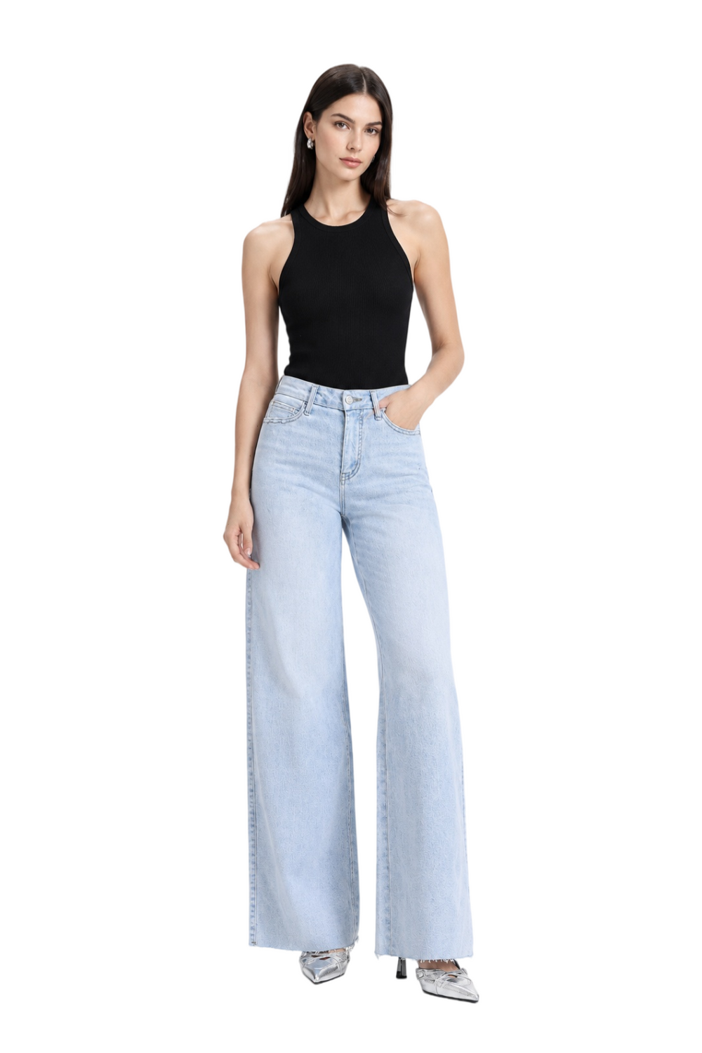 ONESO Women Classic Mid Rise Wide Leg Jeans