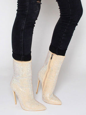 Rhinestone Pointed Toe Boots