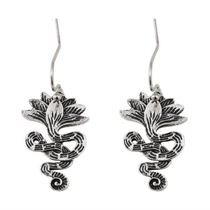 Vintage Lotus Snake Dangle Earrings