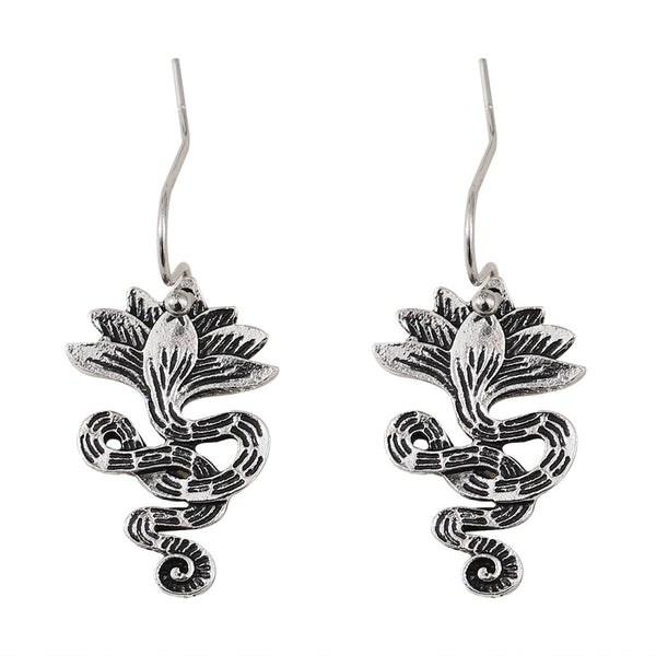 Vintage Lotus Snake Dangle Earrings