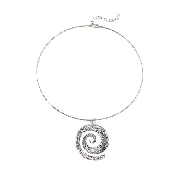 Geometric Spiral Pendant Collar