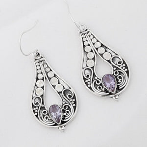 Vintage Sculpted Purple Gemstone Earrings