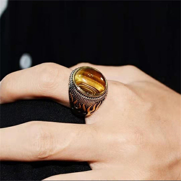 Fashion Retro Style Textured Tiger Eye Ring