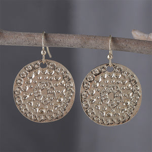 Personalized Geometric Round Floral Earrings