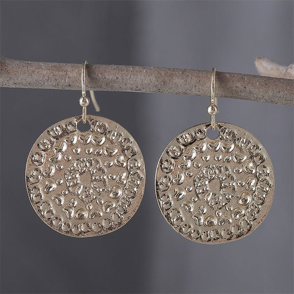 Personalized Geometric Round Floral Earrings