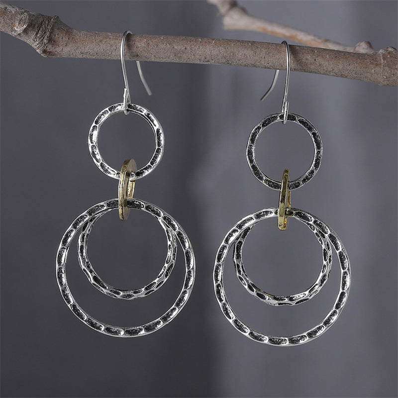 Vintage Simple Two Color Circle Earrings