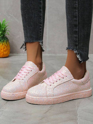 Sequins Lace Up Sneakers