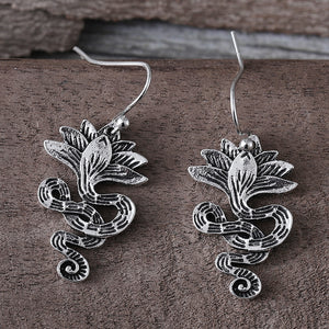 Vintage Lotus Snake Dangle Earrings