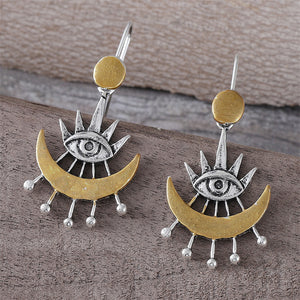 Personalized Eye of Horus Moon Earrings