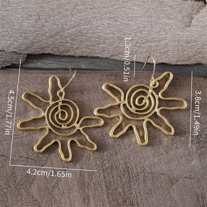 Bohemian Creative Gold Sunflower Dangle Earrings