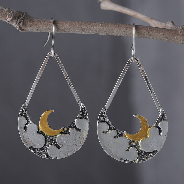 Simple Clouds Moon Dangle Earrings