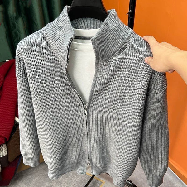 Autumn/Winter Zipper Sweater for Men - Versatile Knit Sweater