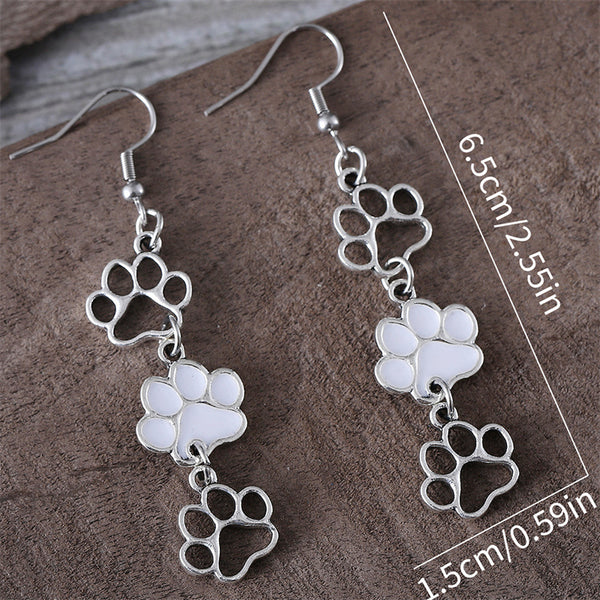 Vintage Puppy Paw Print Dangle Earrings