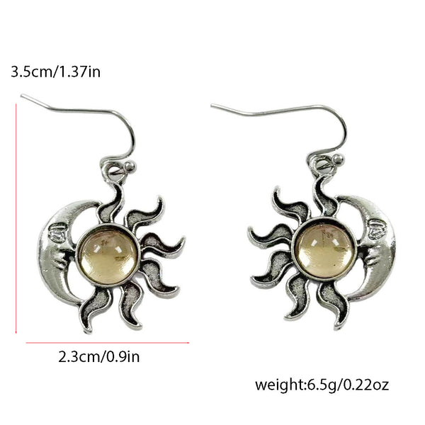Crescent Moon Human Face Sunflower Pendant