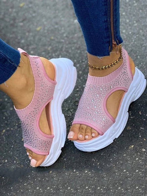 Slip On Peep Toe Knitted Sandals