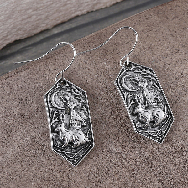 Carved Moon Vintage Carved Bunny Earrings