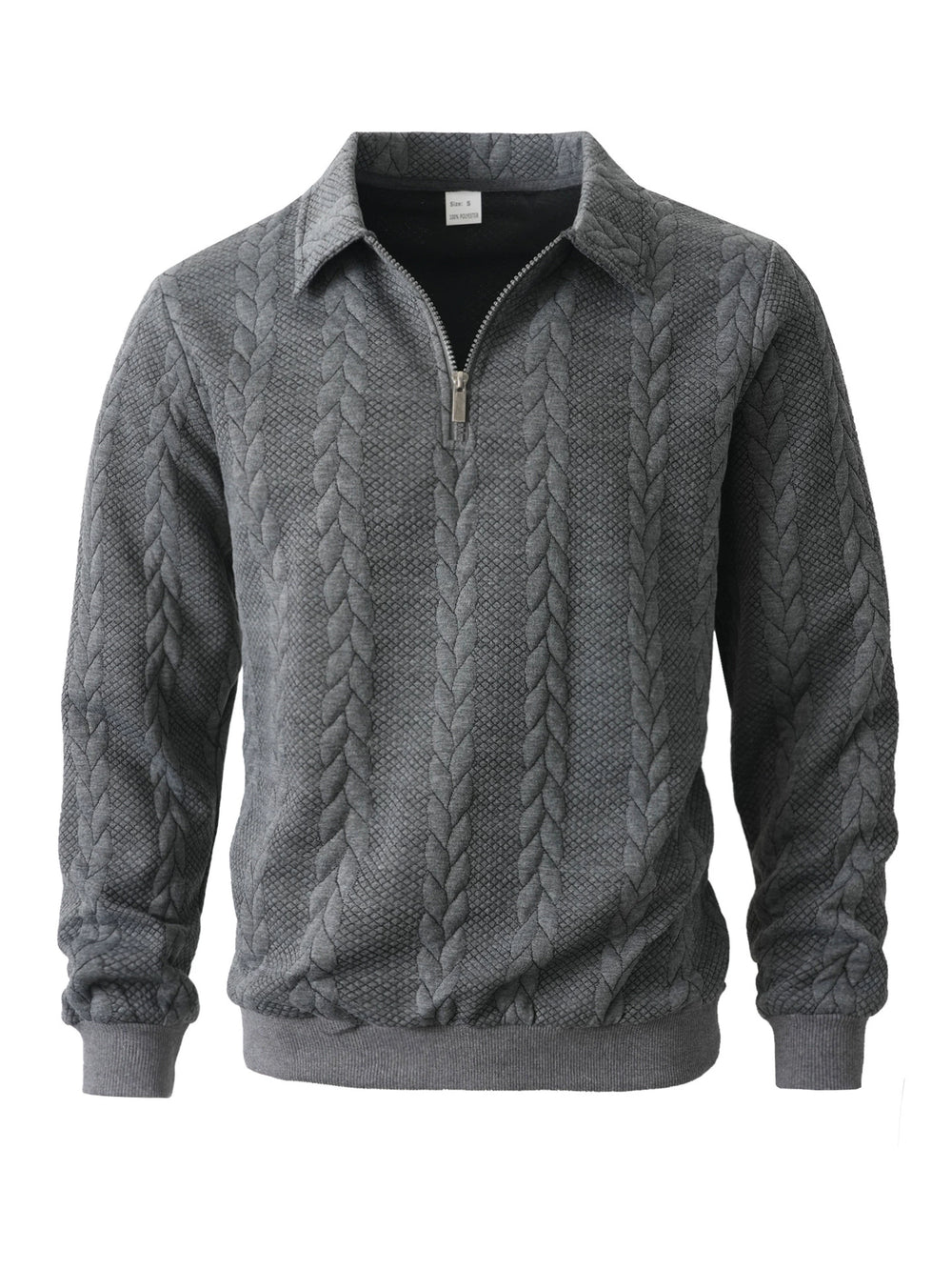 Men's Jacquard Collar Sweater Casual Long-Sleeve Knit Pullover