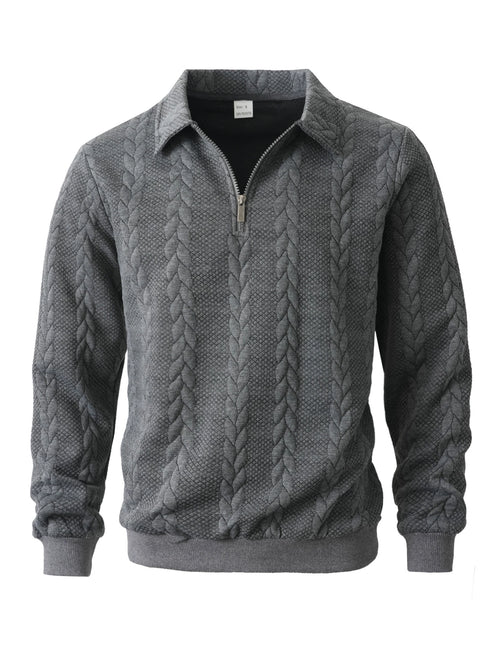 Men's Jacquard Collar Sweater Casual Long-Sleeve Knit Pullover