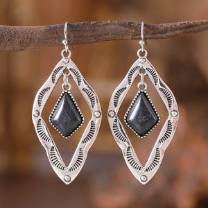 Vintage Ethnic Style Turquoise Diamond Earrings