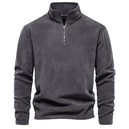 Men's Stand Collar Half-Zip Long Sleeve Sweatshirt Stand Collar Fleece Top