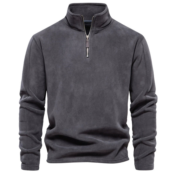 Men's Stand Collar Half-Zip Long Sleeve Sweatshirt Stand Collar Fleece Top