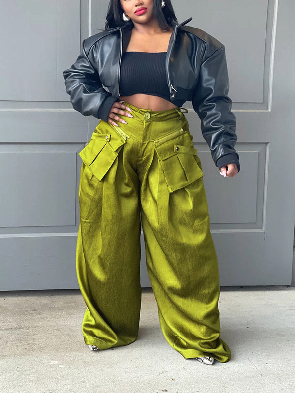 Cargo Pocket Wide Leg Pants