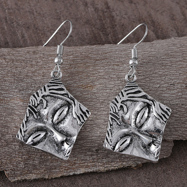 Exaggerated Tribal Human Face Styled Earrings