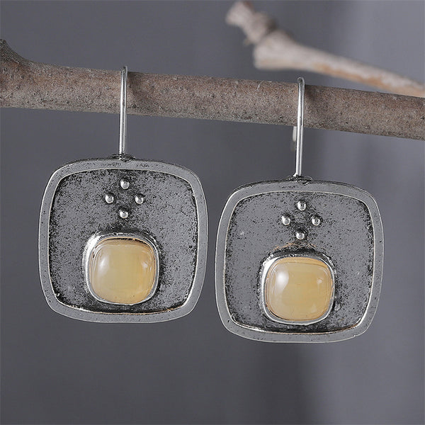 Ethnic Geometric Gemstone Earrings