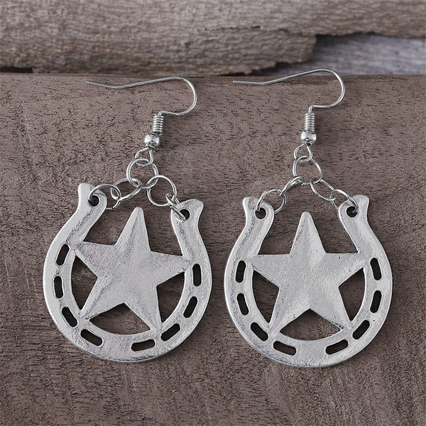 Simple Western Horseshoe Dangle Earrings