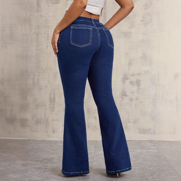 X-Spot-65775 #Amazon Cross-border Women's Clothing European and American Foreign Trade Fashion Versatile Slim-fit Elastic Denim Trousers