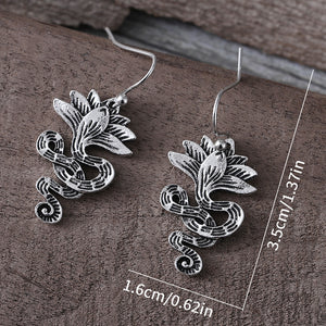 Vintage Lotus Snake Dangle Earrings