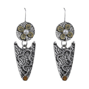 Ethnic Style Pearl Flower Earrings