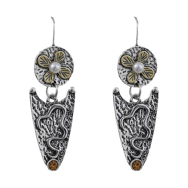 Ethnic Style Pearl Flower Earrings
