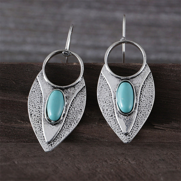 Ethnic Style Turquoise Teardrop Earrings