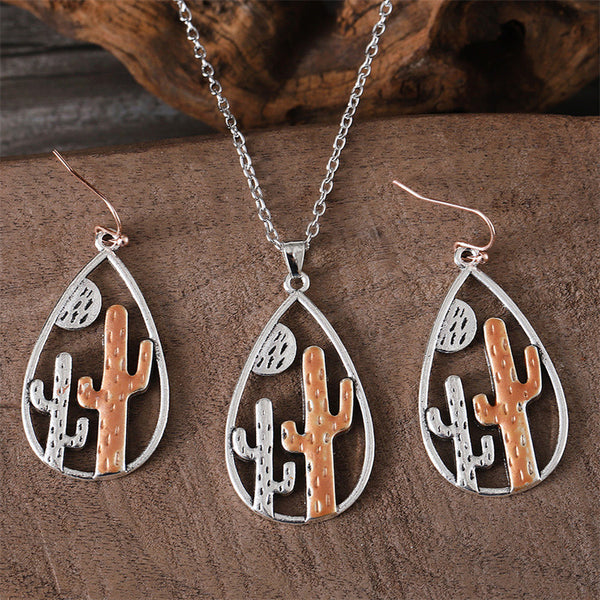 Two Color Desert Cactus Dangle Earrings