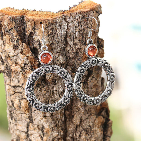 Fashion Retro Circle Small Flower Earrings Alloy Earrings
