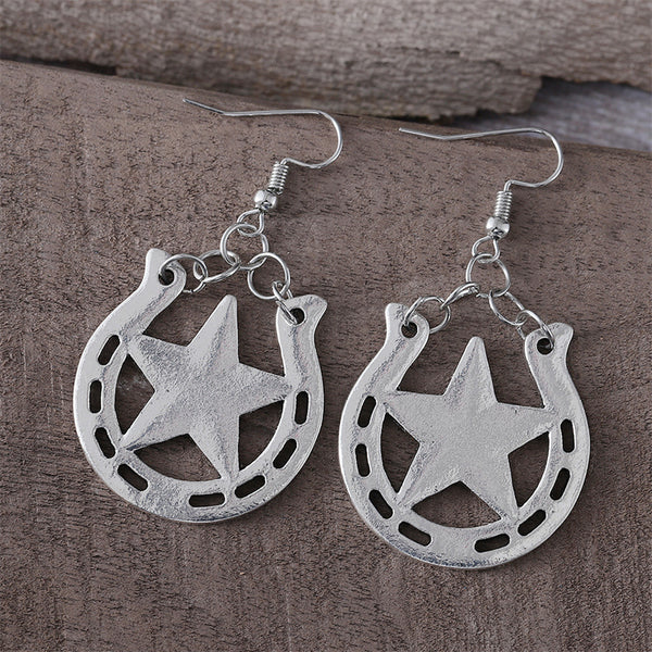 Simple Western Horseshoe Dangle Earrings