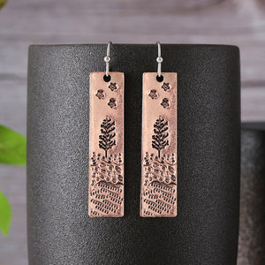 Square Woods Flower Earrings
