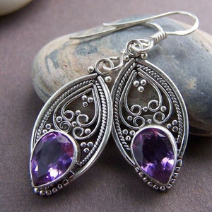 Openworked Purple Zirconia Earrings