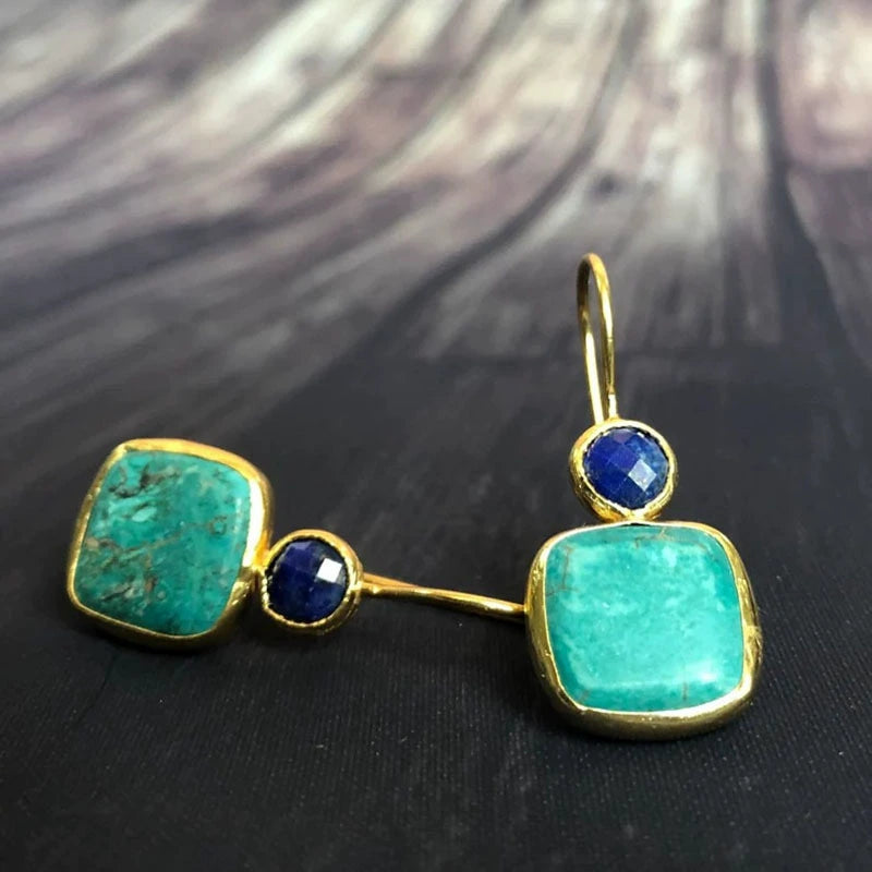 Temperament and Elegance Inlaid Turquoise Earrings