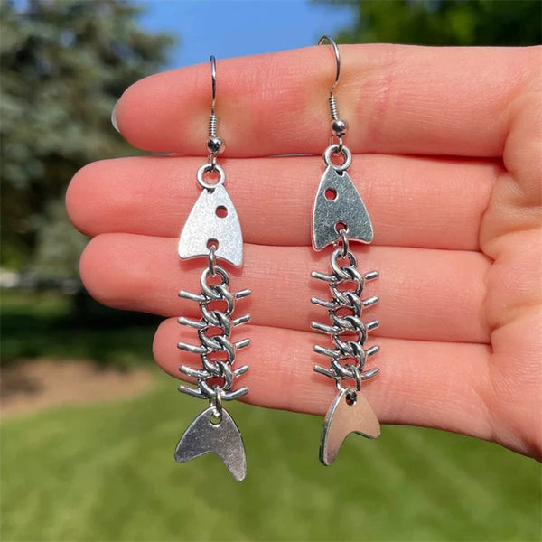 Tide Cool Fish Bone Fish Thorn Earrings
