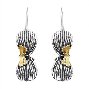 Personalized Dragonfly Embossed Bow Styled Earrings