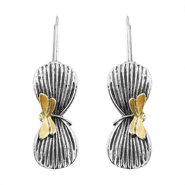 Personalized Dragonfly Embossed Bow Styled Earrings