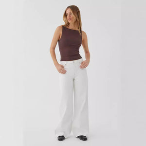 European and American washed retro straight high waist wide legs loose drape versatile jeans