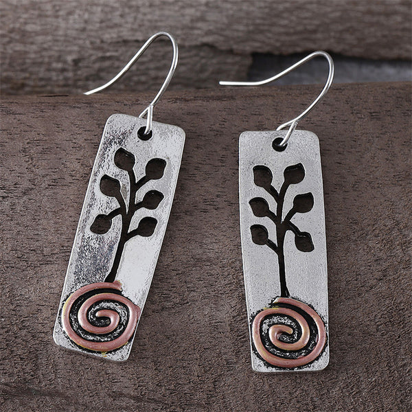 Ethnic Style Twig Spiral Earrings