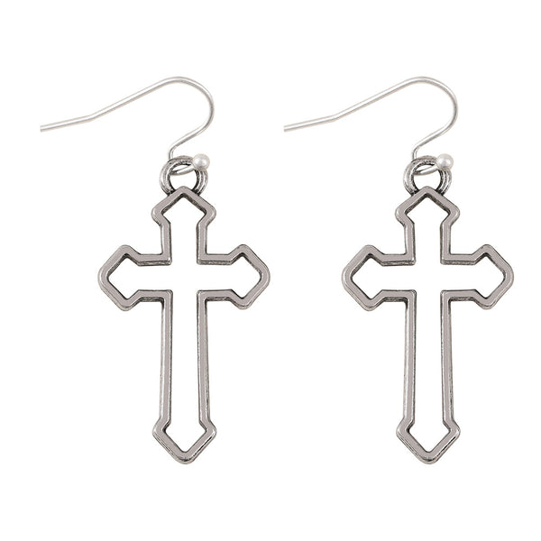Exaggerated Cutout Cross Earrings