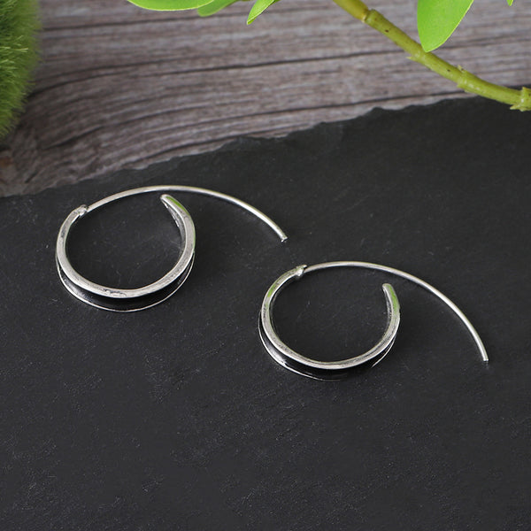 Silver Pigmented Loop Spiral Earrings