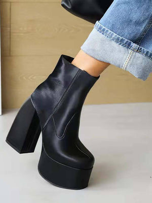 Chunky Heel Platform High Boots