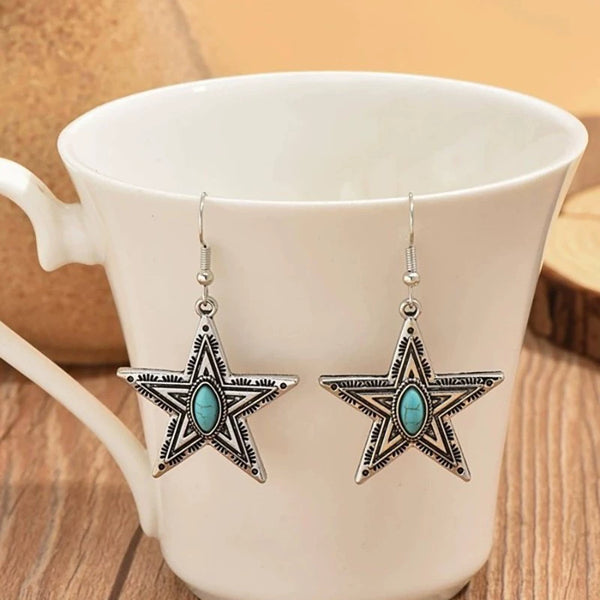 Creative Pentagram Turquoise Earrings